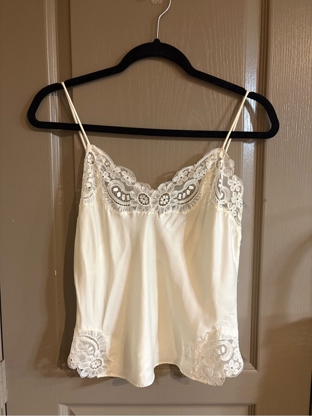 Vintage Christian Dior Ivory Satin Lace-Trim Camisole